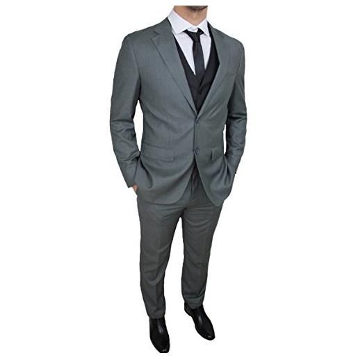 Mat Sartoriale abito completo uomo sartoriale grigio elegante con gilet e cravatta in coordinato (56)