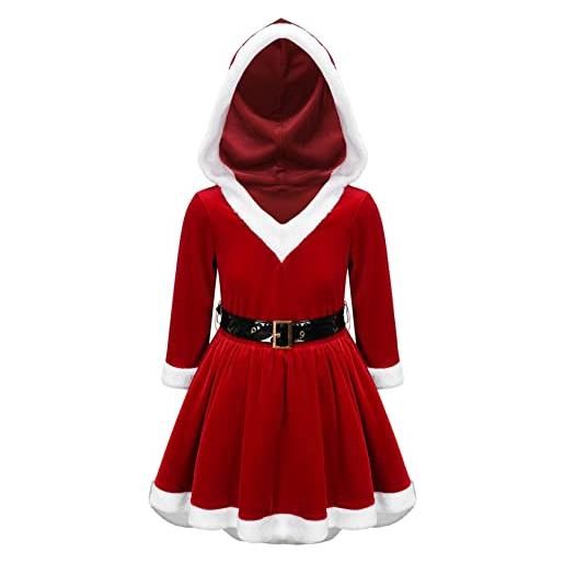 Freebily unisex babbo natale costume bambini vestito natalizio santa del partito completino neonato elfo natale invernale in velluto abito elegante con cappello a punta rosso c 3-4 anni