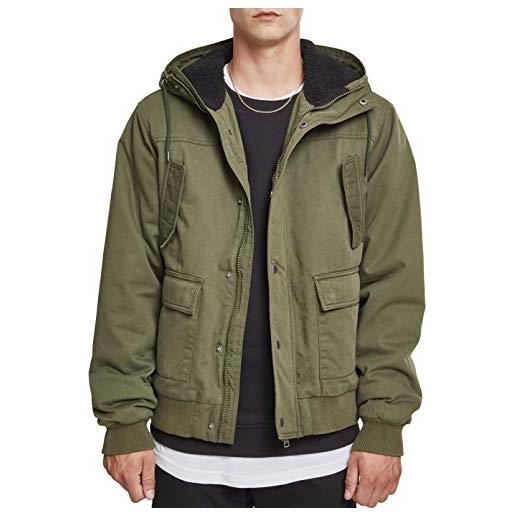 Urban Classics hooded cotton jacket giacca, verde (dark-olive 00551), m uomo