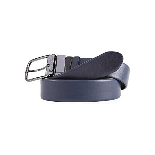 PIQUADRO black square reversible men´s belt with prong buckle w115 testa di moro/nero - accorciabile