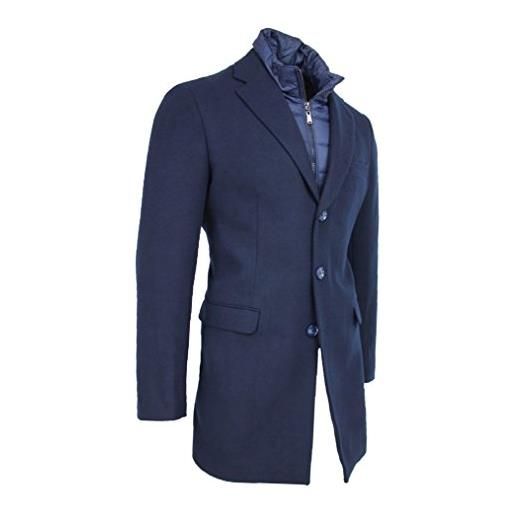 Mat Sartoriale cappotto giaccone uomo blu scuro casual elegante invernale in lana (l)