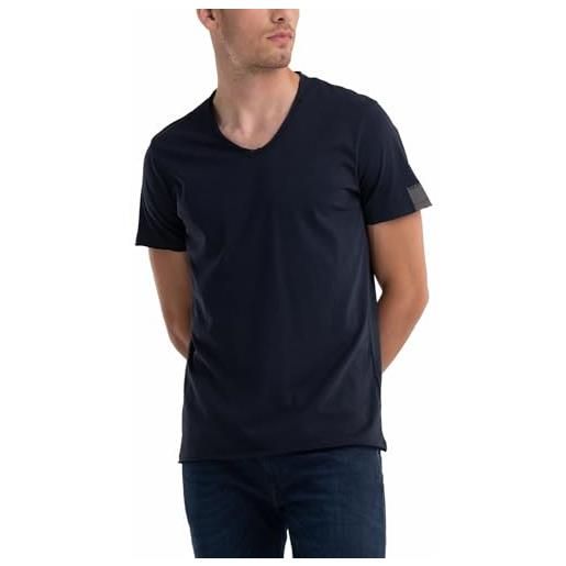 Replay t-shirt da uomo a maniche corte con scollo a v, blu (midnight blue 576), l