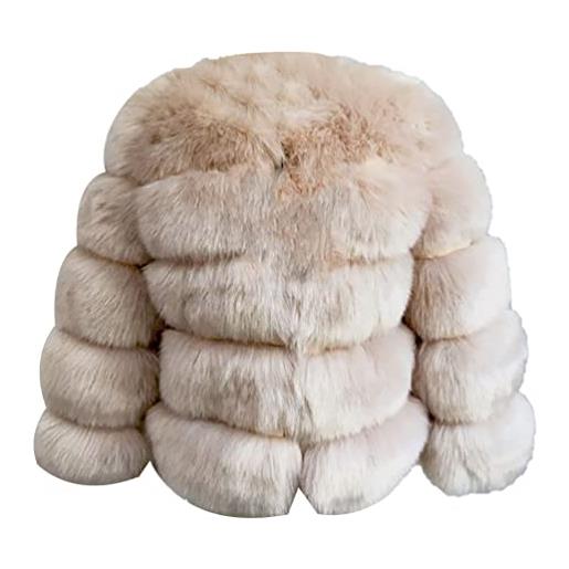 ZhuiKun donna cappotto in pelliccia sintetica giacca corto in pelliccia artificiale capispalla caldo e spesso parka invernale - stile 16, xl