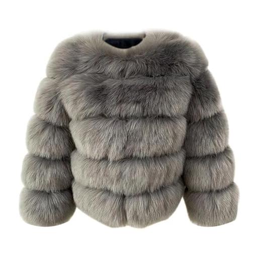 ZhuiKun donna cappotto in pelliccia sintetica giacca corto in pelliccia artificiale capispalla caldo e spesso parka invernale - stile 10, xl