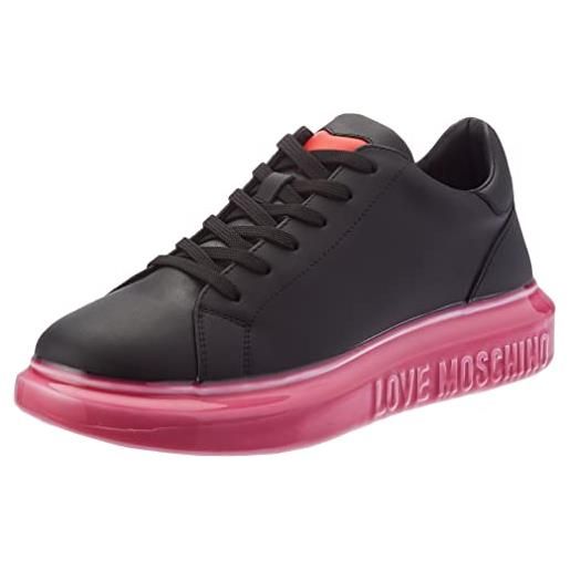 Love Moschino, ja15174g0fiay, sneaker donna , nero/rosa, 38 eu