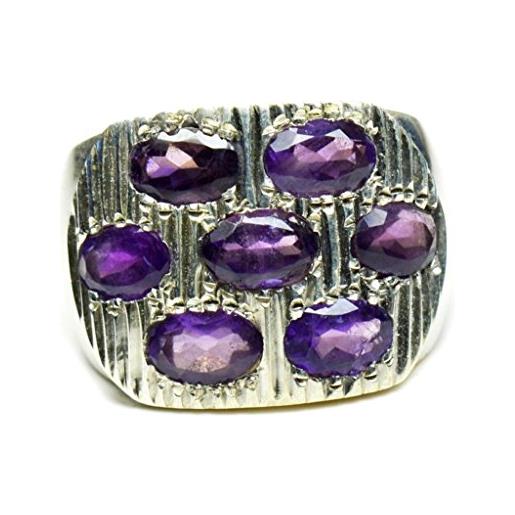 Jewelryonclick ametista naturale genuino anello in argento 925 ovale gemma anello per gli uomini taglia uk h-z, argento, 49 (15.6), colore: purple, cod. Jcmr181-j