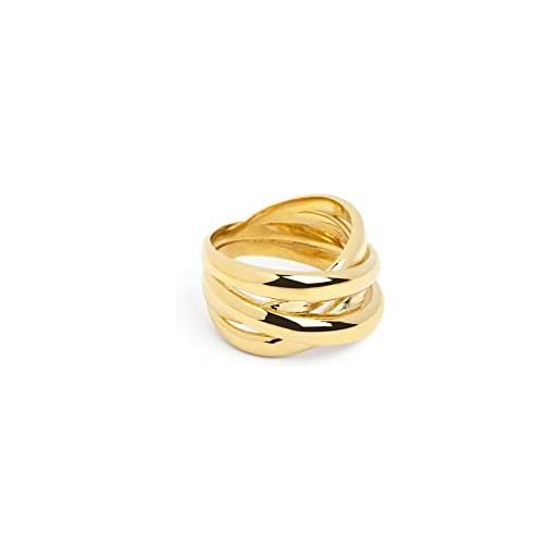 SINGULARU - anello double cross oro - anello in ottone con finitura placcata in oro 18kt - gioielli da donna - varie finiture e misure - misura 12