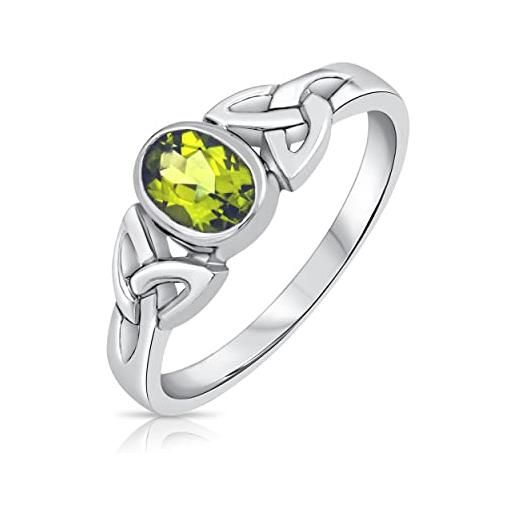 DTPsilver® anello di peridoto - anello nodo celtico donna - anello nodo argento 925 - anello verde - anello pietra peridoto - olivina