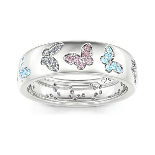 Jeulia anello da donna con farfalla intarsiata: 1,77 ct taglio rotondo eternity anello di fidanzamento in argento sterling celebrità infinito diamante zirconi gioielli anello, 59（19.0）, argento