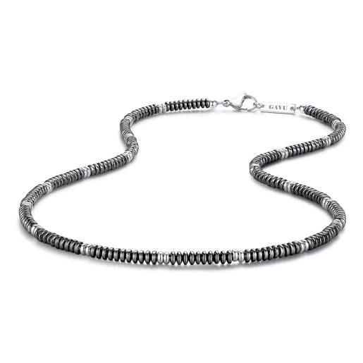 Collana Con Ciondolo In Ematite Naturale - Girocollo Unisex 45 Cm Con Chiusura A Vite - Regalo In Scatola - Pietra Di Coraggio E Concentrazione