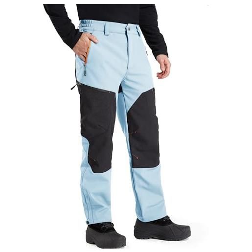 FREE SOLDIER pantaloni da sci da uomo impermeabili che fanno trekking pantaloni da neve per snowboard all'aperto con cerniera inferiore della gamba, blu, 34w x 30l