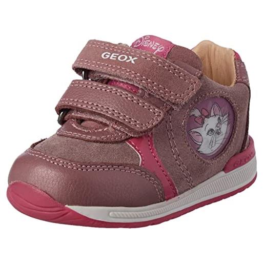 Geox b rishon girl b, scarpe da ginnastica bimba 0-24, bianco rosso, 21 eu