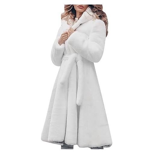 BELLIDONNA giubbotto donna ecopelliccia inverno cappotto corto da donna taglie forti cappotto caldo peloso giacca lunga a maniche lunghe donna pelliccia ecologica cappotto (black, xxl)