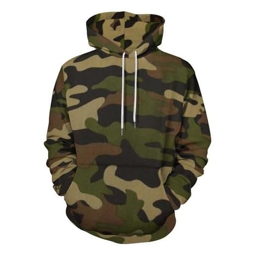 HABXNJF felpa con cappuccio mimetica militare, alla moda, con tasca, per uomo e donna, army mimetico, xl