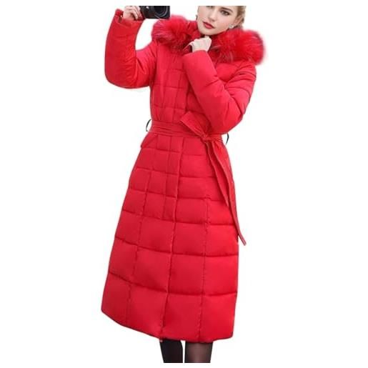 ORANDESIGNE cappotto donna piumino con cappuccio in pelliccia cappotti lungo elegante giubbotto lungo cappotto piumino trapuntato giacca invernali elegante giubbotto caldo outwear a bianco m