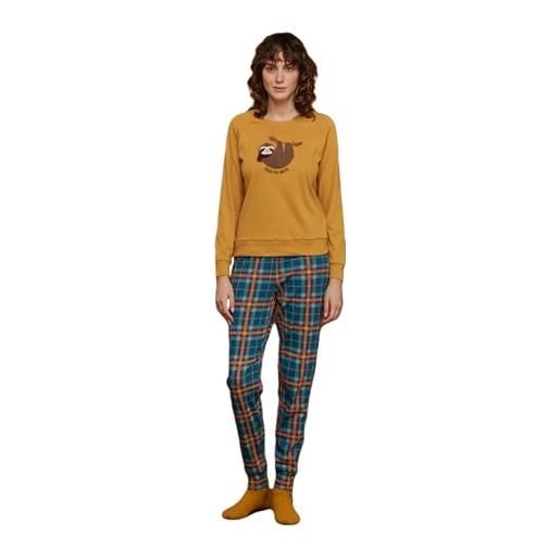 Noidinotte; more than pyjamas noidinotte - pigiama donna caldo cotone noto - xl giallo