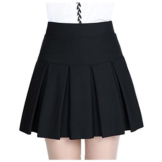 MISSMAO minigonna a pieghe tipo uniforme scolastica gonna invernale per donna nero 2xl