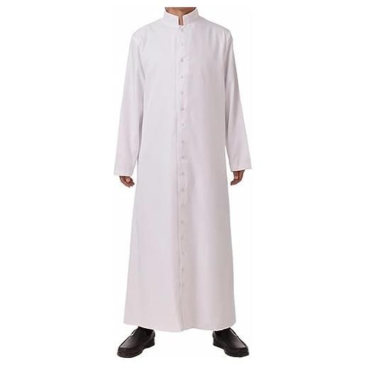 WEITING clero abito talare romano adulti sacerdote veste liturgica predicatore altare stile monopetto 3 colori-3xl-bianco
