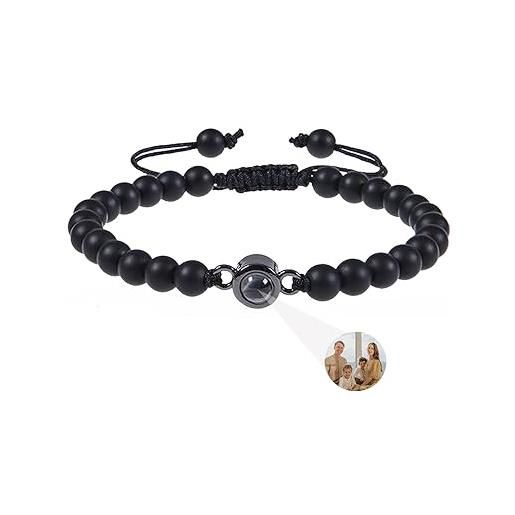 kaululu bracciale con foto proiettata bracciale uomo incisione personalizzata braccialetto amicizia famiglia regalo uomo compleanno gioielli personalizzati regalo papà idee regalo uomo (stile 6)