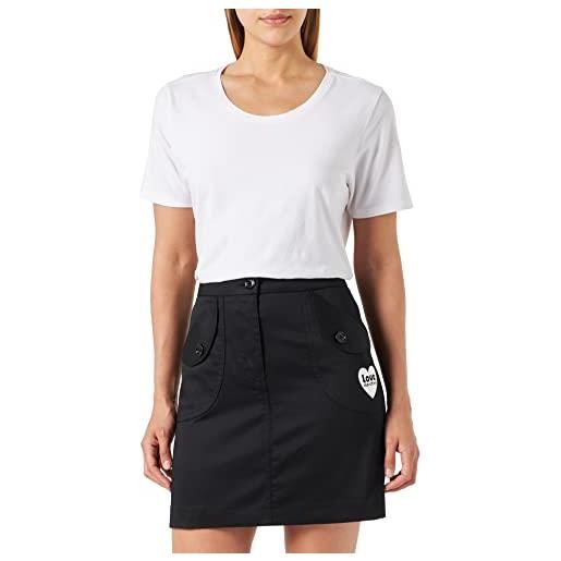 Love Moschino miniskirt with pockets and brand patch mini-gonna, black, 42 da donna