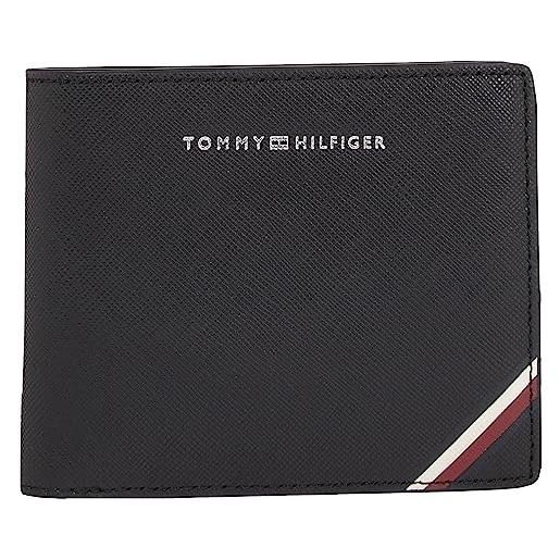 Tommy Hilfiger portafoglio uomo central cc flap in pelle, multicolore (black), taglia unica