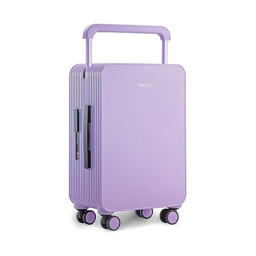 TUPLUS valigia bagaglio a guscio rigido in abs con 4 ruote girevoli custodia da viaggio per il check-in con lucchetto tsa, serie balance(viola, 55.5×36.6×21cm，33l)