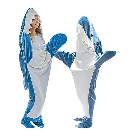 Generic pigiama da donna per bambini, con squalo, da indossare in flanella, shark, cartoni animati, coperta per squalo, per spettacoli di cosplay, , a, height 155-165 cm
