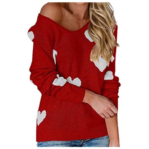 Onsoyours donna maglione floreale felpa spalle scoperte pullover manica lunga maglioni maniche a pipistrello tops casuale a rosso xl