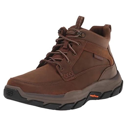 Skechers respected boswell, stivali uomo, dark brown leather w synthetic, 46 eu