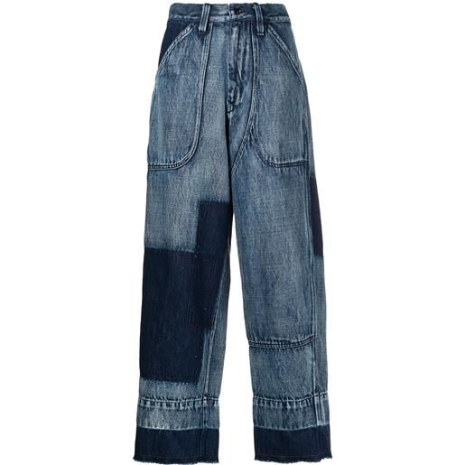 Y's jeans a gamba ampia con applicazione - blu