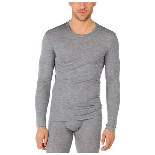 CALIDA wool & silk-maglietta a maniche lunghe intimo, oscurante, melé platino, 46-48 uomo