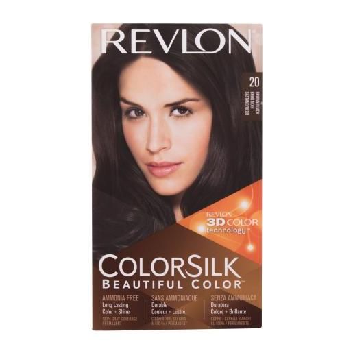 Revlon colorsilk beautiful color tonalità 20 brown black cofanetti tinta per capelli colorsilk beautiful color 59,1 ml + sviluppatore 59,1 ml + balsamo 11,8 ml + guanti per donna