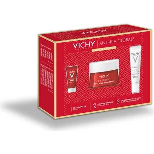 Vichy cofanetto regalo natale liftactiv b3 anti-macchie siero 5ml + liftactiv collagen specialist crema giorno 50ml + uv-age daily spf50+ 15ml