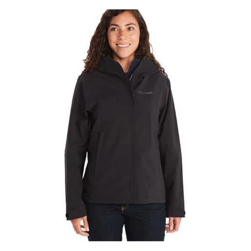 Marmot donna precip eco pro jacket, giacca impermeabile, giacca da pioggia leggera con cappuccio, impermeabile antivento, giacca a vento traspirante, per la corsa e l'escursionismo, black, xs