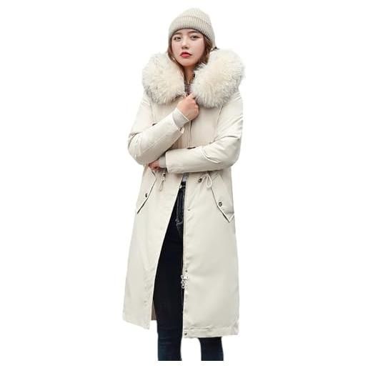 ANUFER donna extra lungo addensato giacca parka fodera rimovibile tutte le stagioni cappotti bianco sn071105 2xl