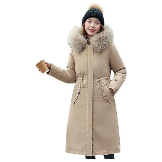 ANUFER donna extra lungo addensato giacca parka fodera rimovibile tutte le stagioni cappotti bianco sn071105 2xl