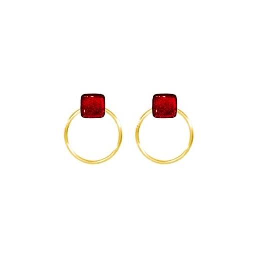 Ellen Kvam Jewelry ellen kvam back-front hoop and stud earring - red