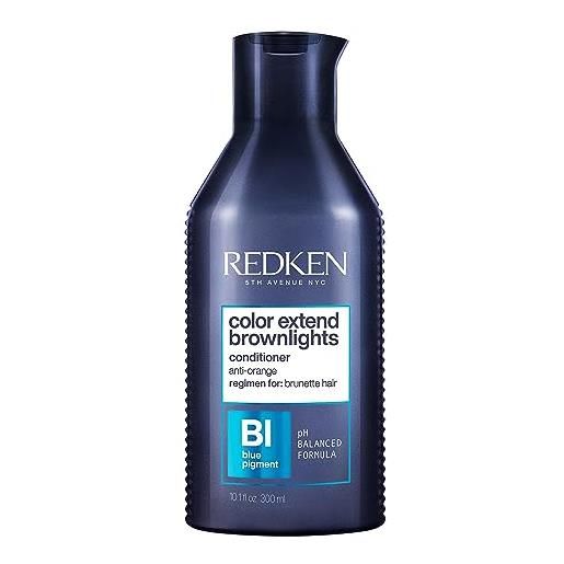 Redken balsamo professionale color extend brownlights, azione protettrice del colore, per capelli castani, 300 ml