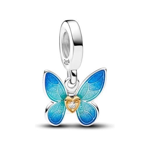 PHCLASY christmas charm farfalla blu ciondolo compatibile con bracciali e collane europei, regalo di christmas delle donne