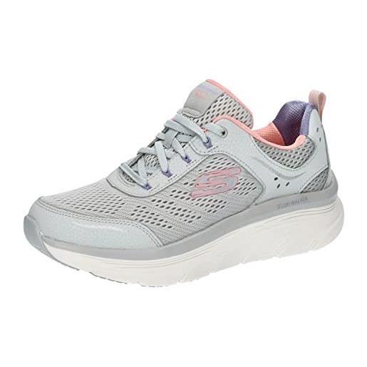 Skechers d'lux walker infinite motion, scarpe sportive donna, light gray leather mesh coral lavender trim, 37 eu