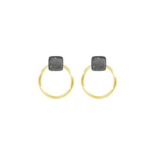 Ellen Kvam Jewelry ellen kvam back-front hoop and stud earring - grey
