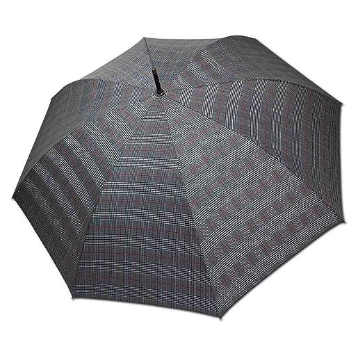 H.DUE.O ombrello grande da pioggia xxl resistente con impugnatura vero legno. Ombrello antivento robusto. Ombrello lungo fantasia classica scozzese [kilt] [principe di galles]