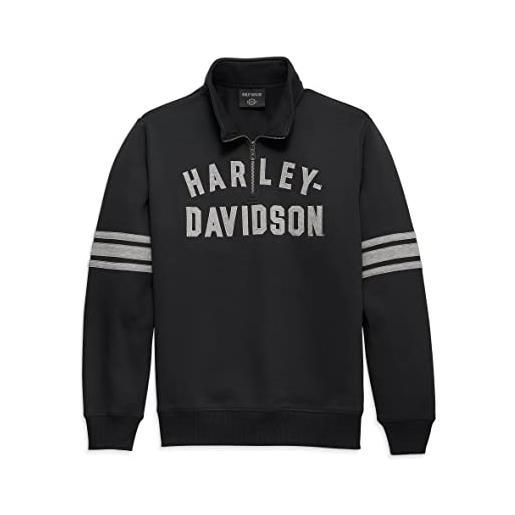 Harley-Davidson staple 96014-23vm - pullover da uomo con zip 1/4, colore: nero, taglia l