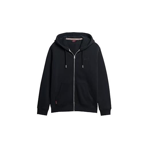 Superdry essential logo zip hoodie maglia di tuta, eclisse marina, m uomo