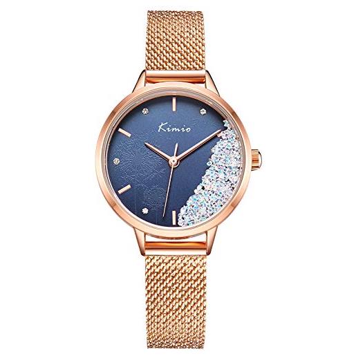 RORIOS orologi da donna analogico quarzo orologi in maglia in acciaio inossidabile minimalista vestito orologio da polso donna