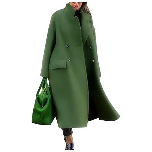 Yegirlzs cappotti donna manica lunga trench lungo cappotto doppiopetto con risvolto elegante giacca lunga cardigan ufficio antivento cappotti parka inverno c bianco xl