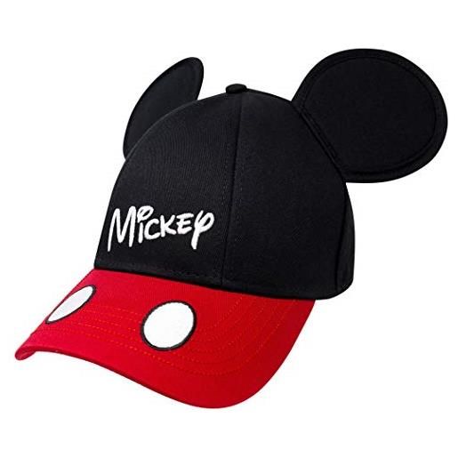 Jerry Leigh cappello snapback classico nero e rosso con orecchie di topolino, nero , taglia unica