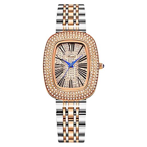 RORIOS donna orologio impermeabile analogico al quarzo orologio con cinturino in acciaio inox orologi da polso moda diamanti orologio per donna