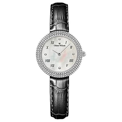 RORIOS orologio donna ultra sottile diamante orologio quarzo analogico orologi con cinturino in pelle impermeabile orologi da polso