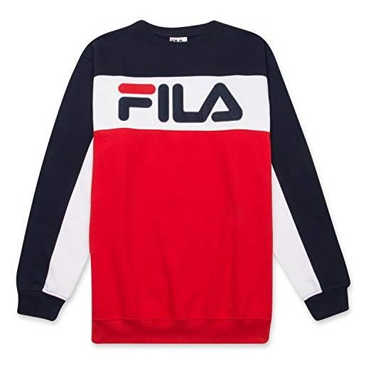 Fila men's big and tall long sleeve color block crew neck soft comfortable fleece sweatshirt navy/white/red 3xlt